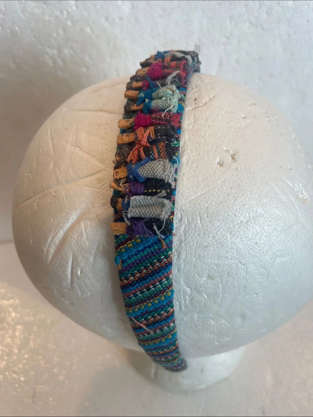 Vintage worry doll Boho Multicolor Wrapped Fabric Headband hair accessory